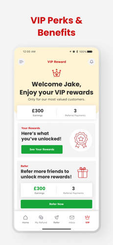 VIP page showing how many referrals you have been paid for and how much you have earned